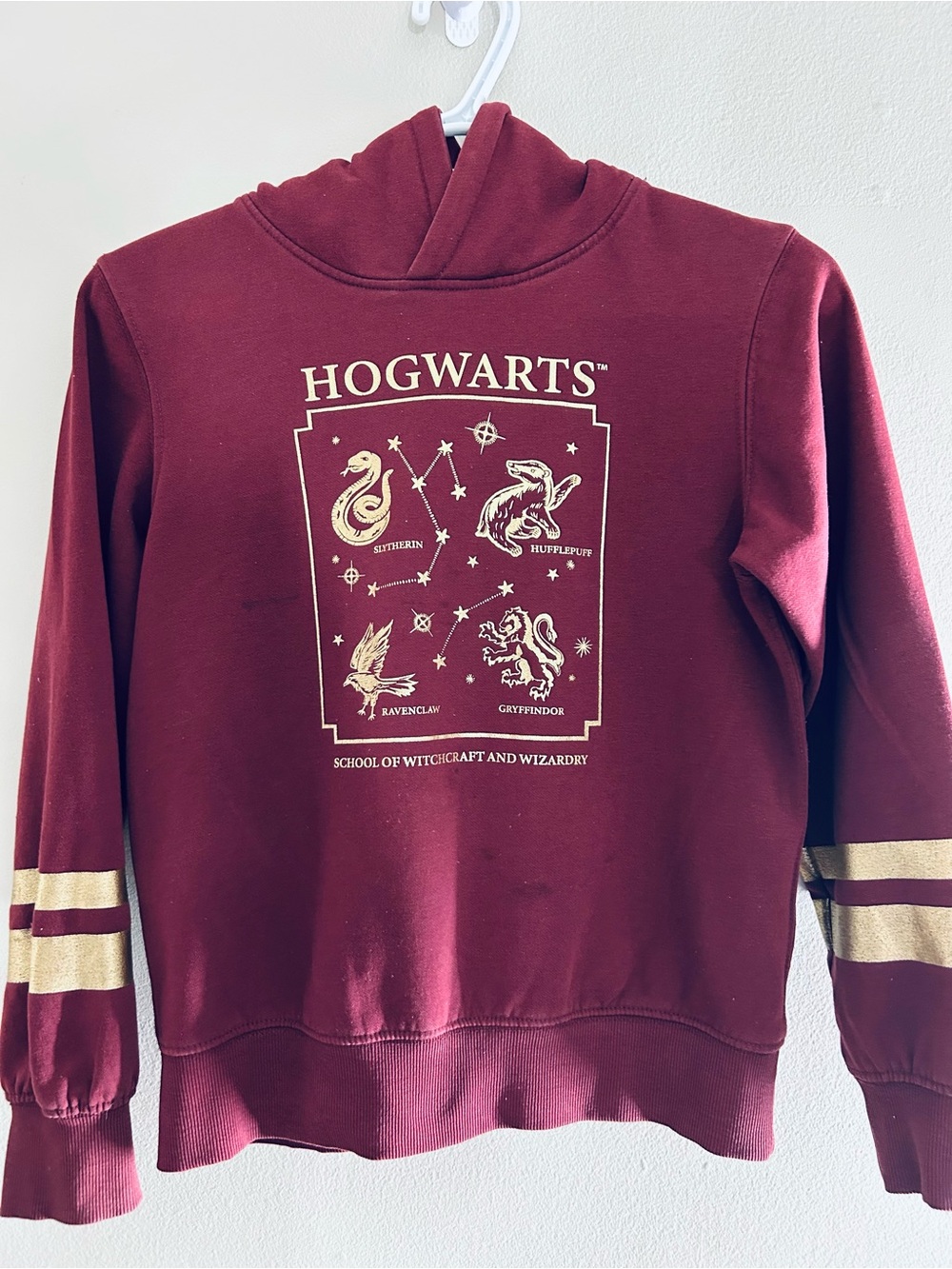 Hogwarts Maroon Pullover Hoodie with Gold Crest